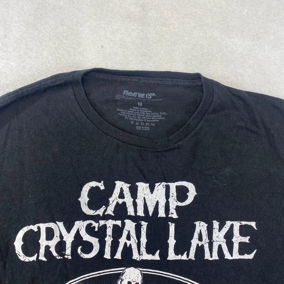 Camp Crystal Lake Jason Vorhees Tee Thrifted Vintage Style Size M - Picture 9 of 10